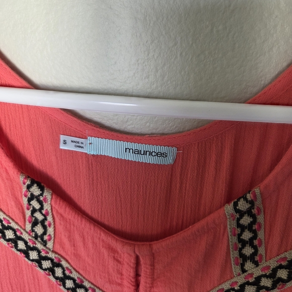 Maurices Coral Embroidered V-Neck Tank - Picture 2 of 3